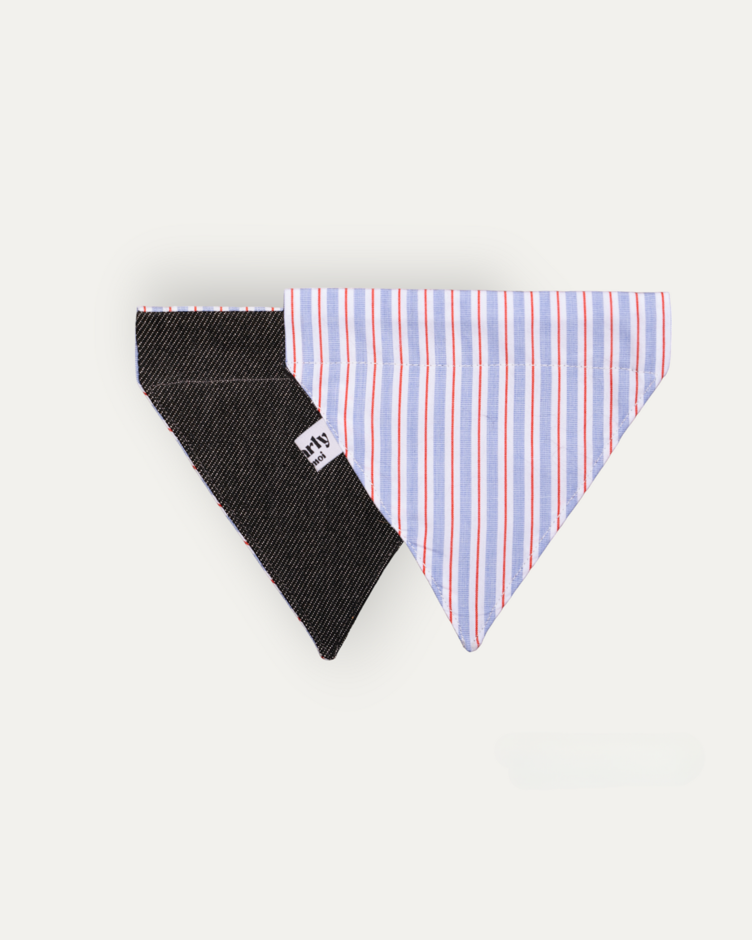 Bandana pour chien réversible en jean, tissu de luxe avec motif à rayures, se glisse dans le collier, style décontracté et élégant pour toutes les occasions