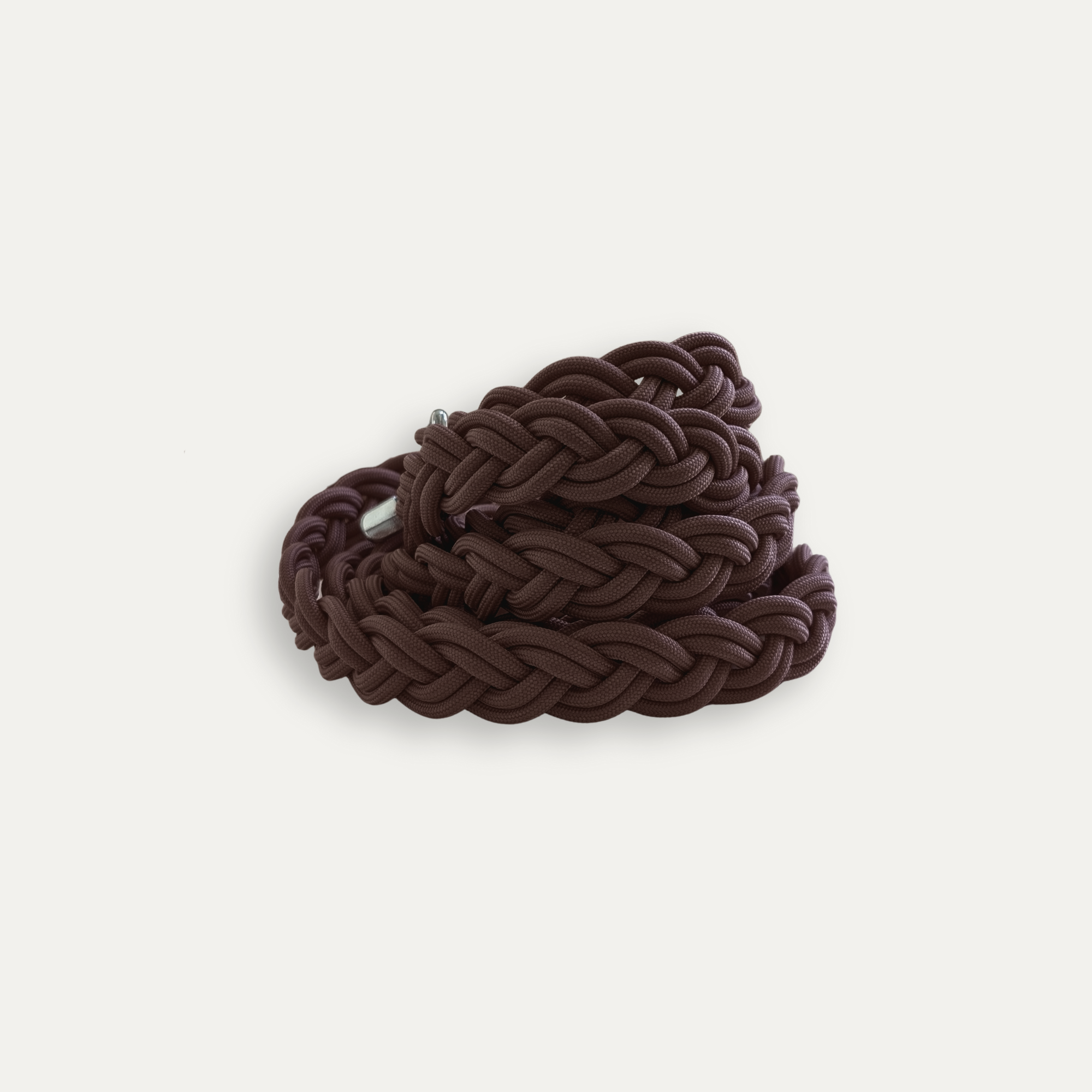Laisse bandoulière tressée en corde chocolat