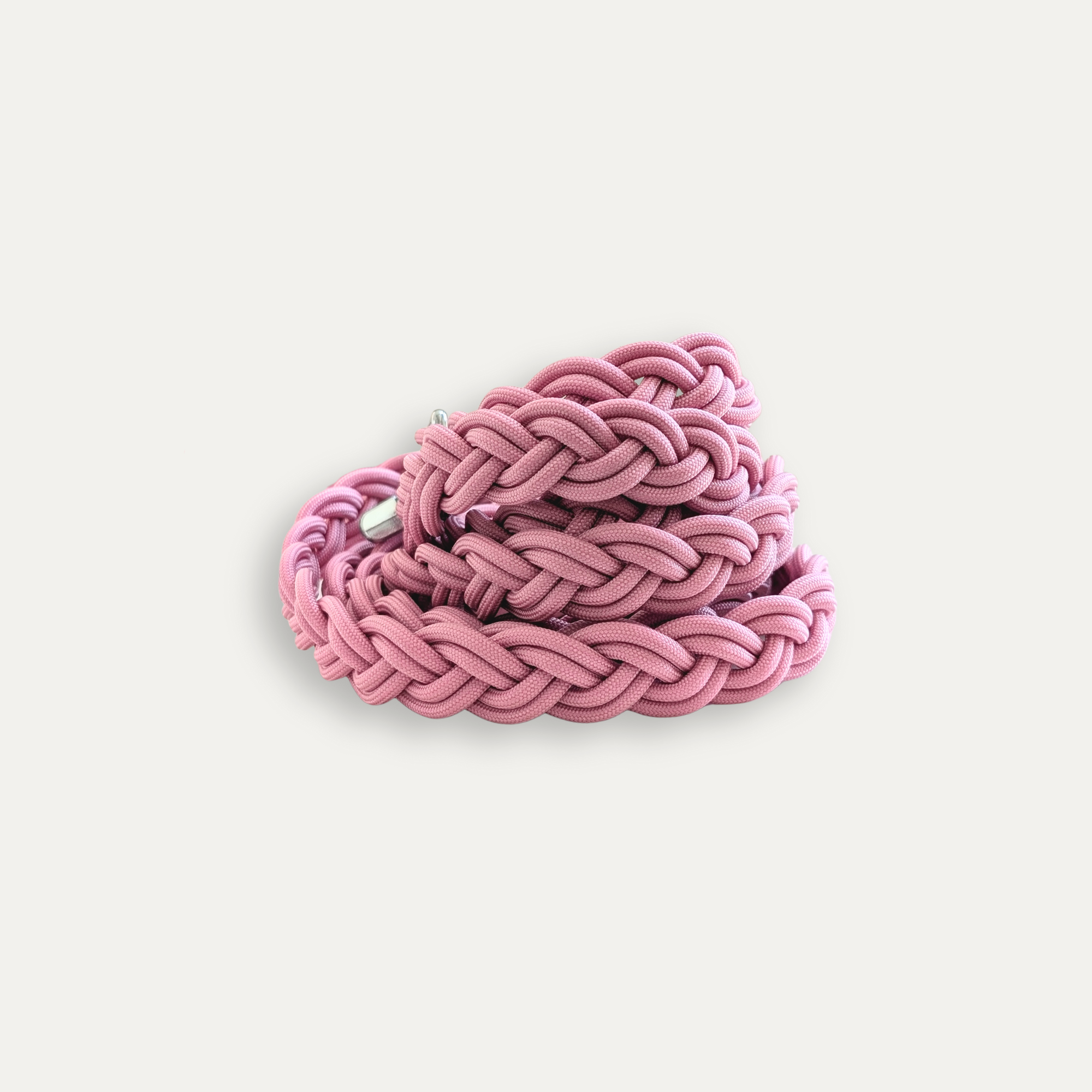 Laisse bandoulière tressée en corde rose poudré