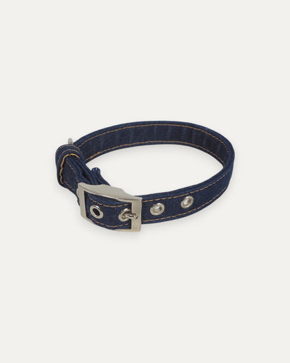 Collier pour chien en jean renforcé par une sangle en nylon, fabriqué en France à partir de stocks d&