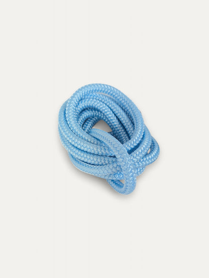 Laisse mains libres bleu ciel en corde pour chien, zoom corde, utilisable en bandoulière, autour de la taille, ou en laisse classique