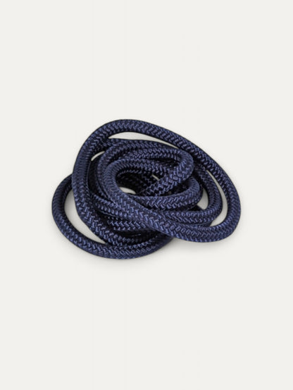 Laisse mains libres bleu marine en corde pour chien, zoom corde, utilisable en bandoulière, autour de la taille, ou en laisse classique