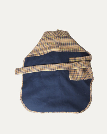 Manteau réversible pour chien en laine, motif à carreaux tartan et bleu marine, vue bleu marine, chaud et élégant pour l&