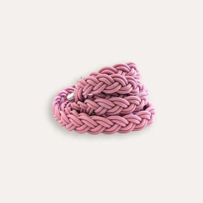 Laisse bandoulière tressée en corde rose poudré