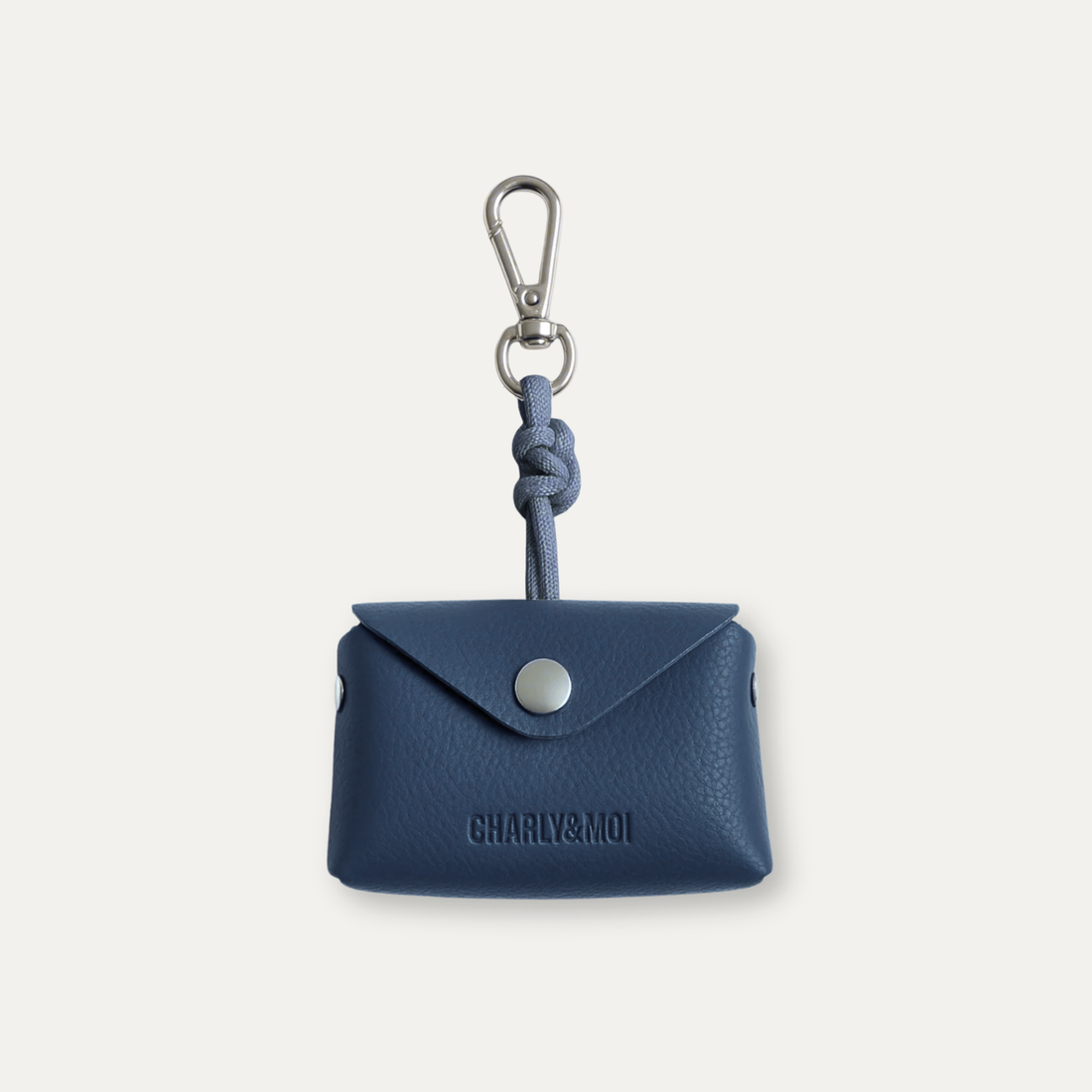 Pochette à sacs à déjections en cuir* vegan bleu marine