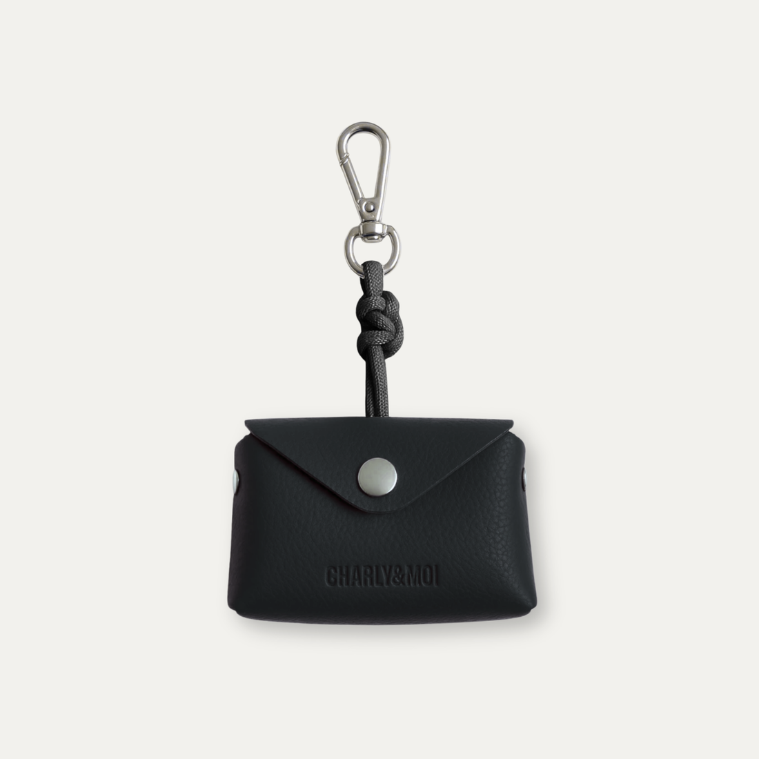 Pochette pour sacs à déjection en cuir végan couleur noir